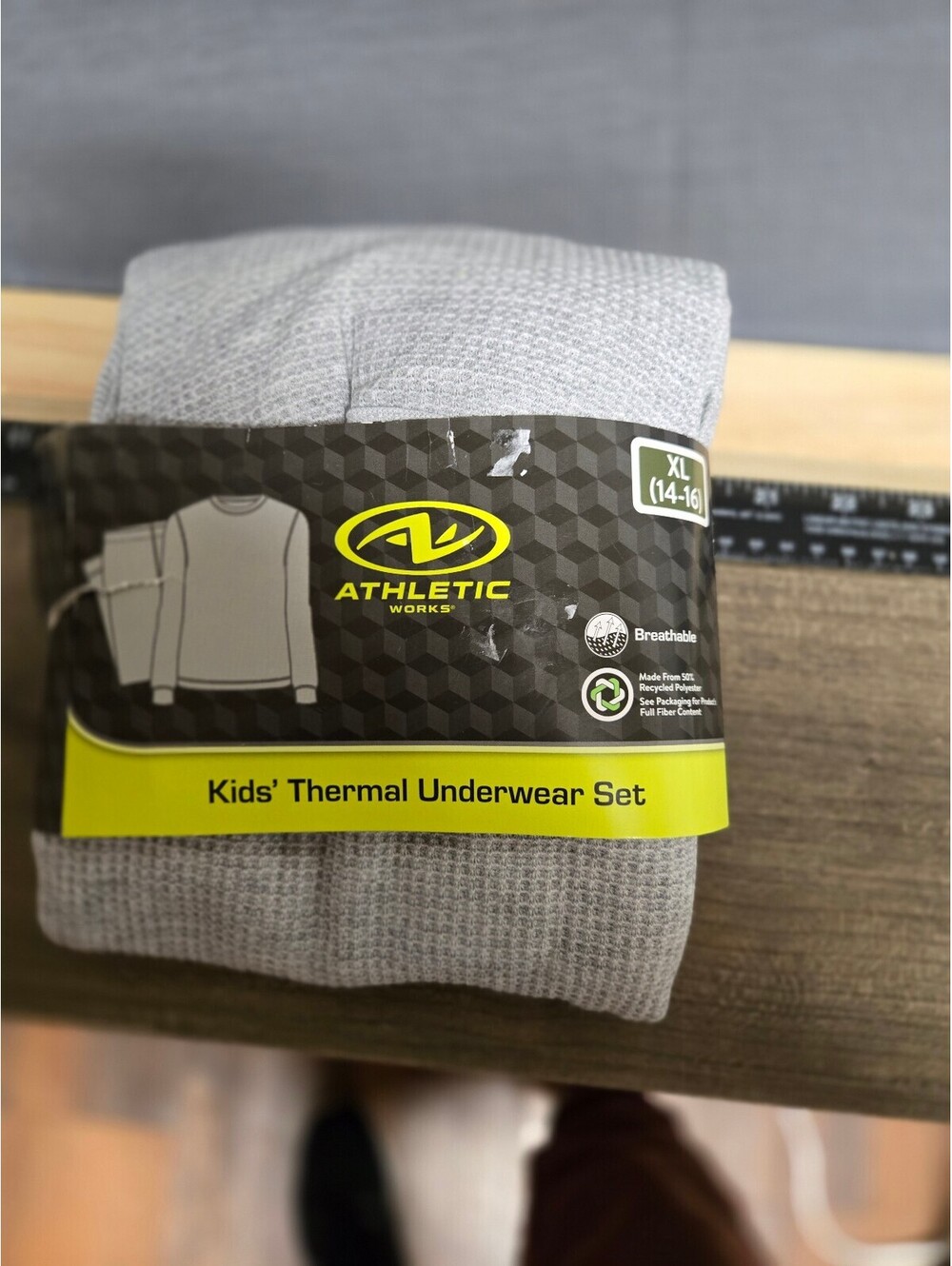 Athletic Works Kids Thermal Underwear Set Gray XL 14 to 16